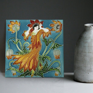 Carreau Jardin enchanté de Walter Crane Art Nouveau Floral