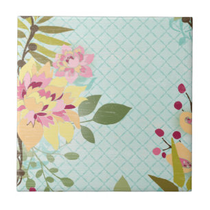 Carreau Jardin floral, Arrière - plan bleu