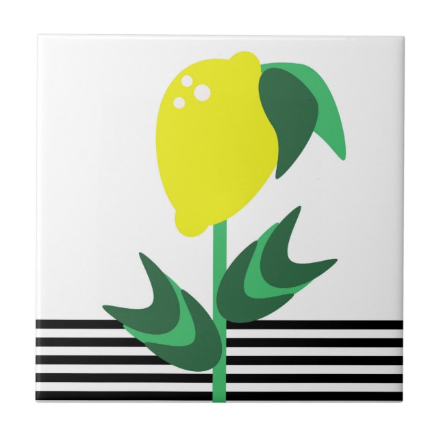 Carreau Jardin Fruitier Plant De Citron Rayures   (Devant)