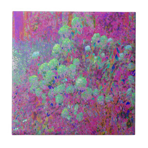 Carreau Jardin magenta avec fleurs d'hortensia aqua