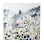 Carreau Jardins stratifiés - Fleurs aquarelles<br><div class="desc">Layered Gardens II par Grace Popp. Doté d'un jardin de fleurs aquarelles principalement gris et bleues.</div>