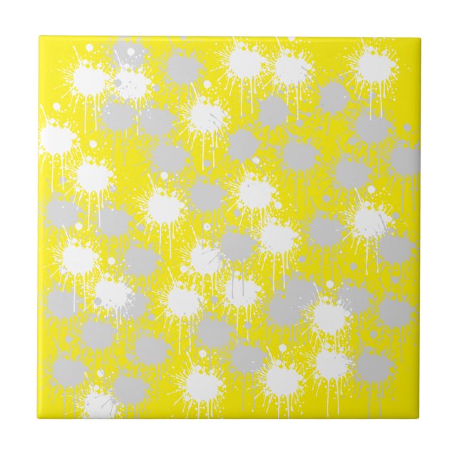 Carreau Jaune, blanc Argent Blush Abstrait (Devant)