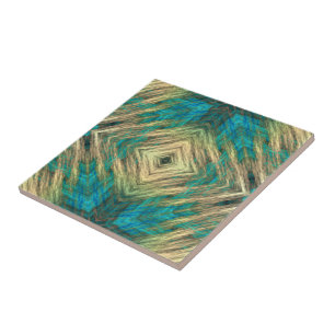 Carreau Jaune bleu Turquoise Turquoise Ethnic Tribe Art