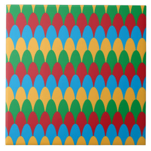 Carreau Jaune Bleu Vert & Rouge Géométrique Coquilles