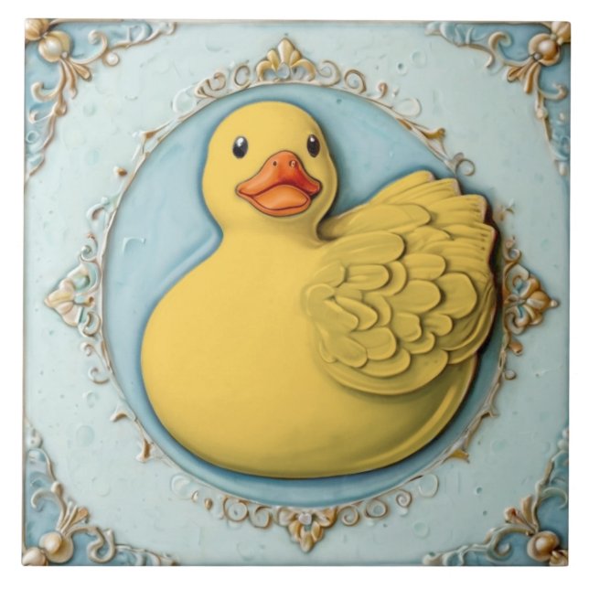 Carreau Jaune Caoutchouc Ducky Cute Canard Duckie Toilette (Devant)