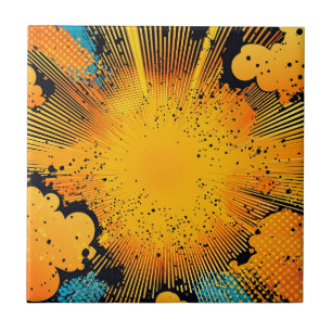 Carreau Jaune doré Grunge Bande dessinée Blast Cyan
