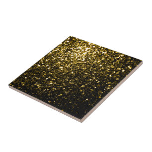 Carreau Jaune or foncé faux paillettes scintille