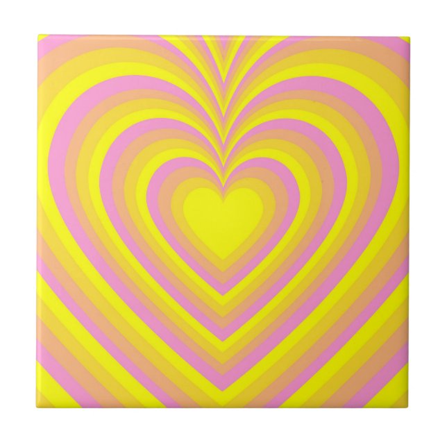 Carreau Jaune rose Hypnotique Motif d'amour du coeur (Devant)