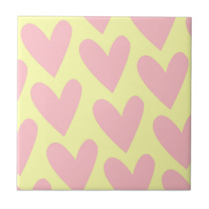 Carreau Jaune rose mignon Coeur simple Motif Y2K