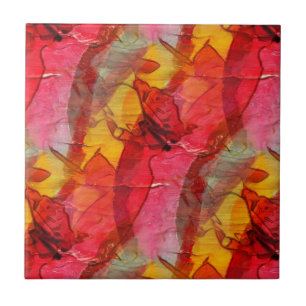 Carreau Jaune rouge d'art d'aquarelle
