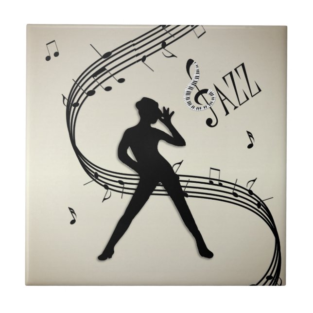 Carreau Jazz Dance Golden Ceramic Tile (Devant)