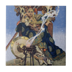 Carreau JC Leyendecker Reine Maeve Guerrière Celtique
