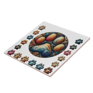 Carreau Je me demande qui a entouré l'empreinte de patte c