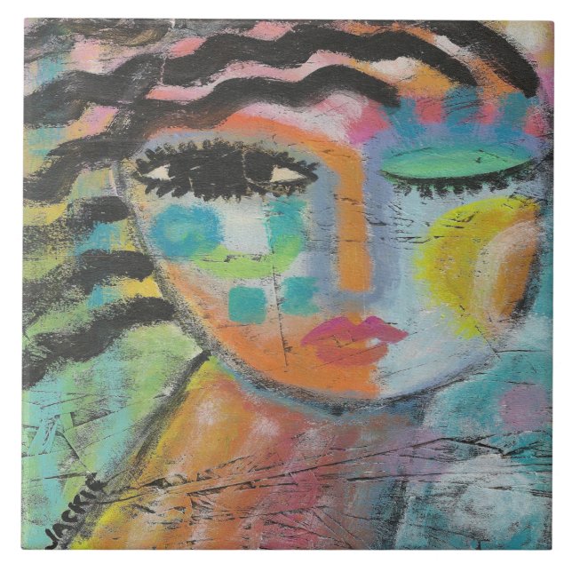 Carreau Je me sens bonne peinture acrylique Abstraite sur  (Devant)