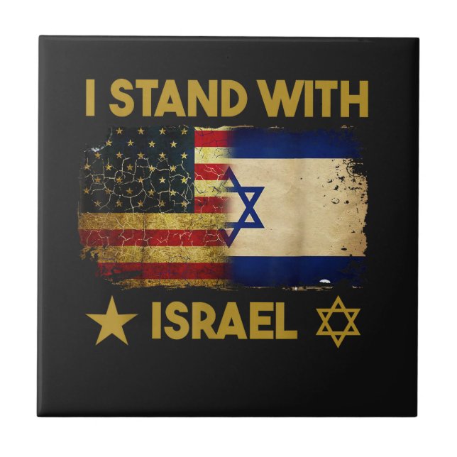 Carreau Je suis avec Israël Drapeau Amérique (Devant)