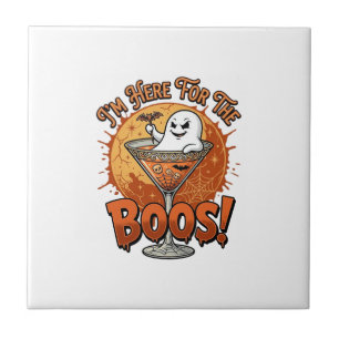 Carreau Je suis ici Boos Halloween Fantôme Boisson Toile d