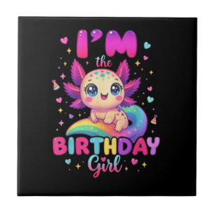 Carreau Je suis l'Axolotl de la fille d'anniversaire