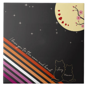 Carreau Je t'aime jusqu'à la lune et retour Drapeau lesbie