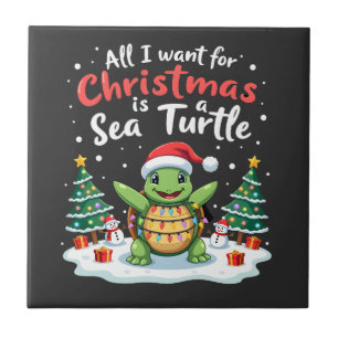 Carreau Je Veux Pour Noël Est Un Arbre De Noël Tortue Mari
