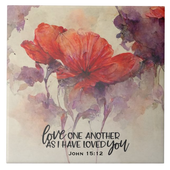 Carreau Jean 15:12 Aimez-vous l'autre Bible Verse chrétien (Devant)