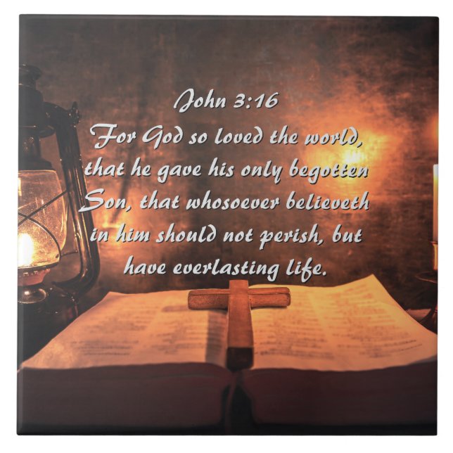 Carreau Jean 3:16 Dieu a tant aimé le monde, lanterne (Devant)