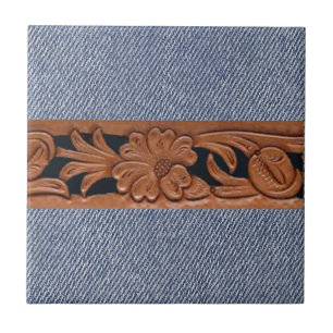 Carreau Jeans Bleus Et Ceinture