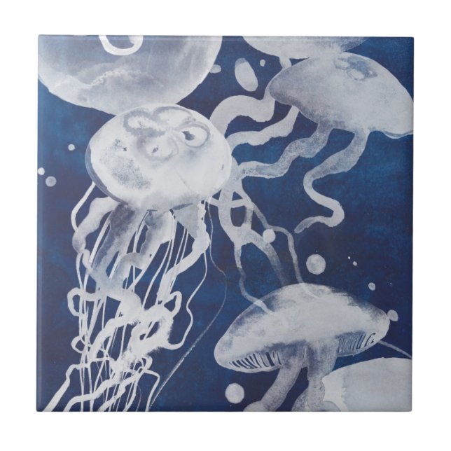 Carreau Jellyfish sur Arrière - plan de la Marine (Devant)