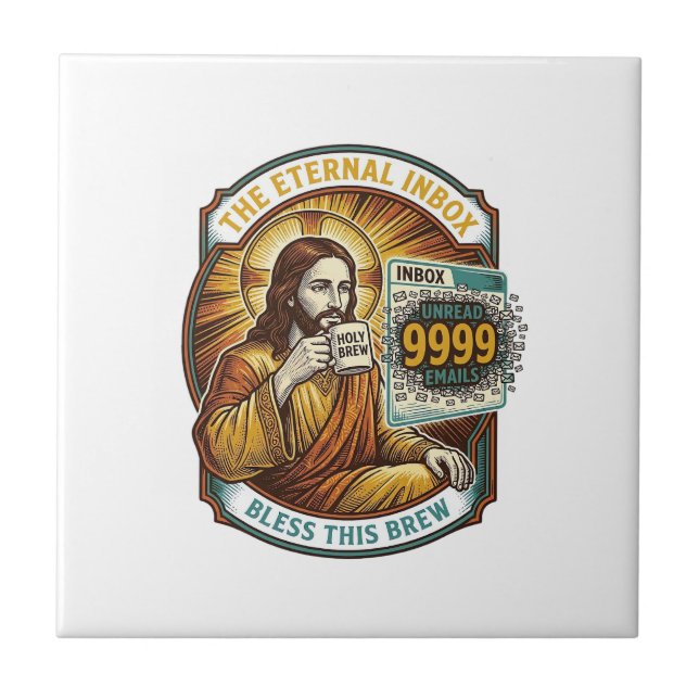 Carreau Jésus 9999 Emails Non Lus Boîte de Réception Zéro  (Devant)