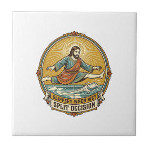 Carreau Jésus a laissé tomber du savon mouillé en glissant