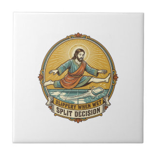 Carreau Jésus a laissé tomber du savon mouillé en glissant
