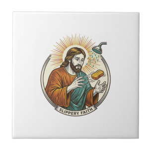 Carreau Jésus a laissé tomber le savon glissant de la douc