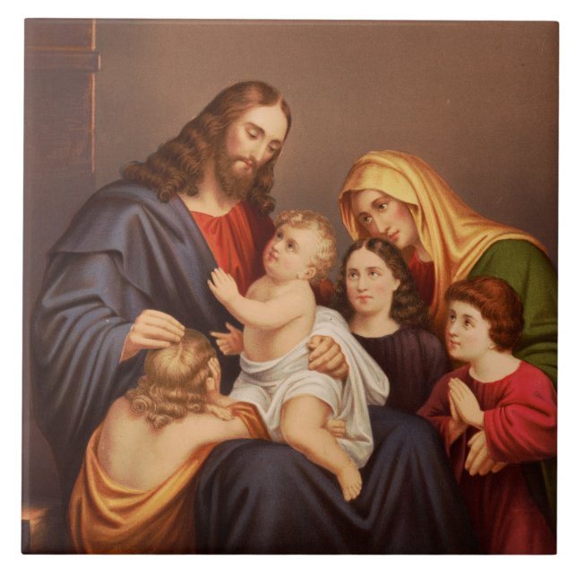 Carreau Jésus-Christ avec les Enfants Premium Beaux-Arts (Devant)