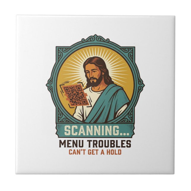 Carreau Jésus Code QR flou ne scannera pas Menu Humour Tec (Devant)