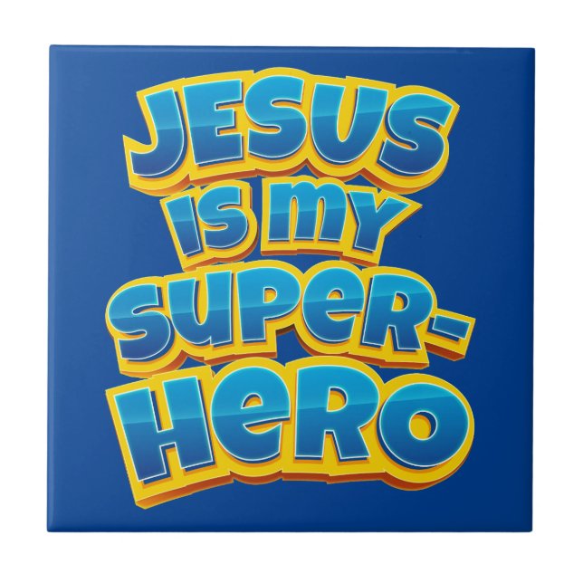 Carreau Jésus est mon super-héros Enfants et Foi chrétienn (Devant)