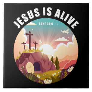 Carreau Jésus est vivant Résurrection Foi chrétienne Pâque