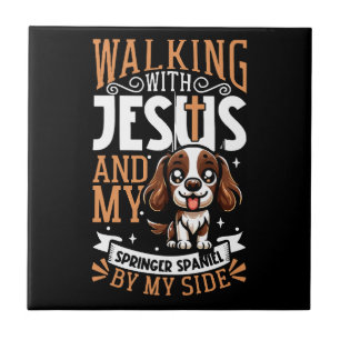 Carreau Jésus et chien - Anglais Springer Spaniel