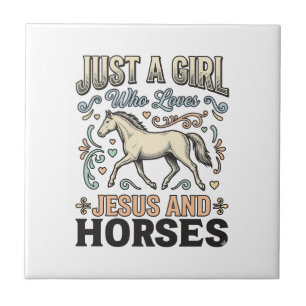Carreau Jesus Et Fille De Chevaux Chemise De Foi De Cheval