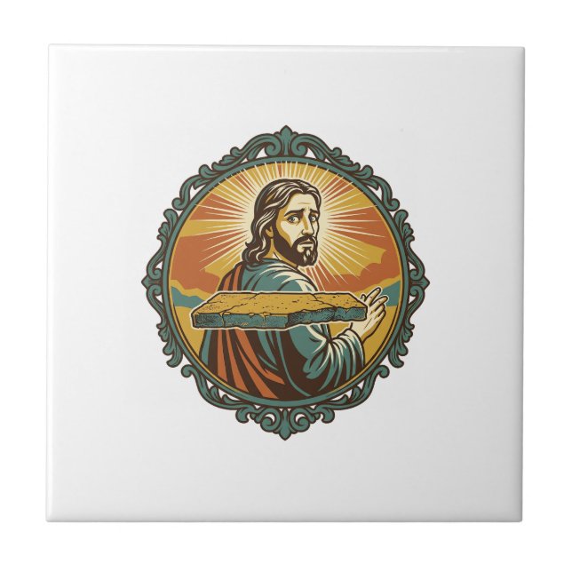 Carreau Jésus gêné trébuchant sur une surface plane humour (Devant)
