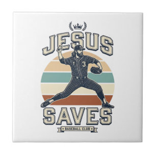 Carreau Jesus Sauve Baseball Vintage Vector Design Chrétie