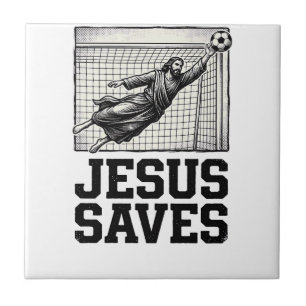 Carreau Jesus Sauve Gardien de Football T-Shirt Gravure Vi