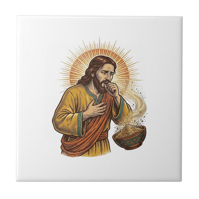 Carreau Jésus s'étouffe avec un miettes de croustilles de  (Devant)