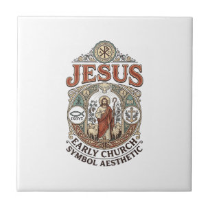 Carreau Jésus Symbole de l'Église primitive Esthétique Jés