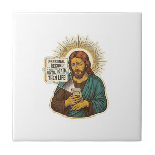 Carreau Jesus Téléphone Mort Pas de Musique Humour de Gymn