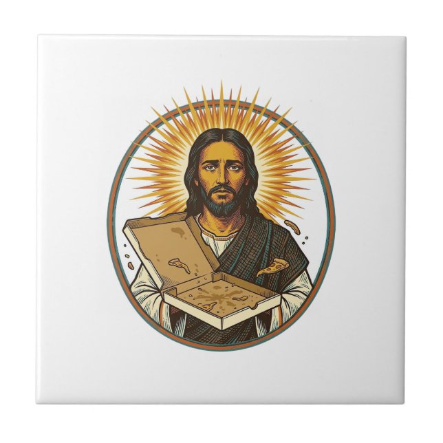 Carreau Jésus Trompé Par Une Boîte De Pizza Vide Humour De (Devant)