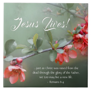 Carreau Jésus Vit Des Fleurs De Printemps Bible Verse Pâqu
