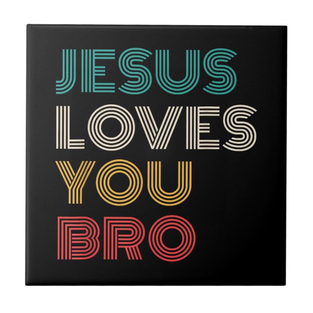 Carreau Jésus Vous Aime Bro, Drôle Foi Chrétienne Rétro (Devant)