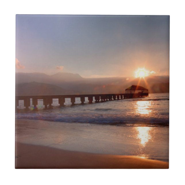 Carreau Jetée de plage au coucher du soleil, Hawaï (Devant)
