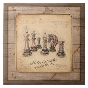 Carreau Jeu d'échecs sur Grunge Joueur en bois