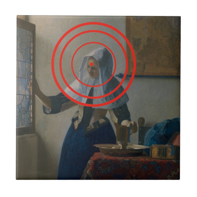 Carreau Jeune Femme Ciblée Avec L'Art Vermeer (Devant)