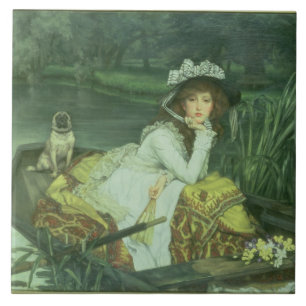 Carreau Jeune femme de James Tissot   dans un bateau, ou